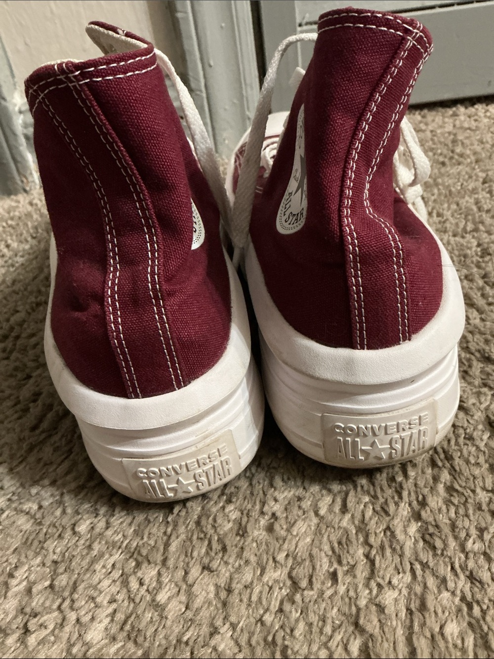 Converse High Top Sneakers Burgundy with White - Picture 3 of 4